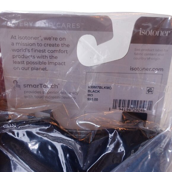 NWT Isotoner Men's Genuine Leather Gloves Size M Black SmarTouch $90 - Picture 5 of 6